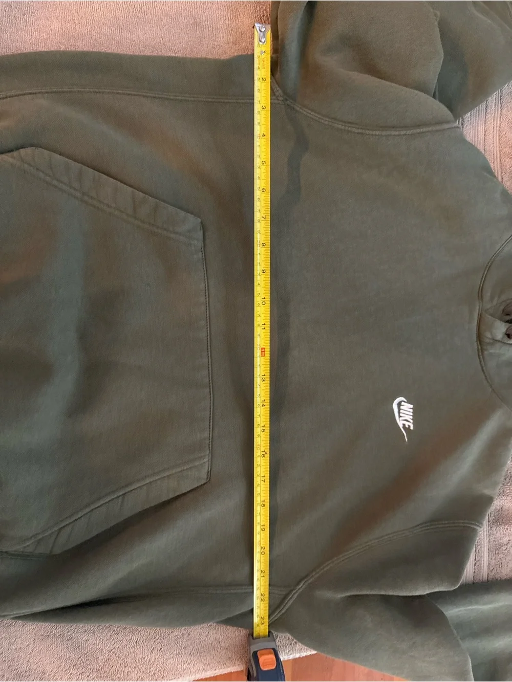 Nike Olive Green Hoodie with Small White Logo